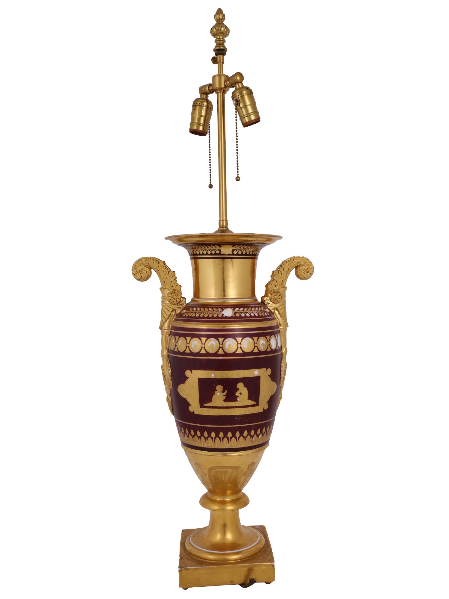 FRENCH NEO CLASSICAL GILT PORCELAIN VASE LAMP PIC-1
